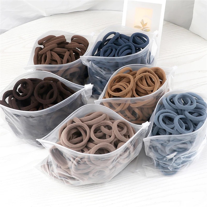 Silicone Band Women - 50 ชิ้น/เซ็ตหญิงสาวพื้นฐานผม 4 ซม.สีทึบแถบคาดศีรษะยืดหยุ่นผมเชือกผมอุปกรณ์เสริมผมผู้ถือหางม้า