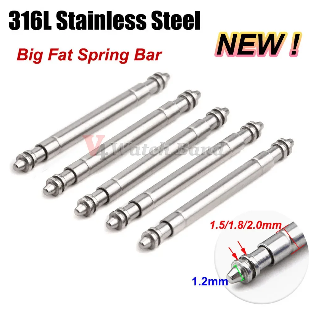 Spring Bar Tool Set - 316L สแตนเลสสตีลไขมันใหญ่นาฬิกาสปริงบาร์นาฬิกาซ่อมเครื่องมือโลหะเหล็กฤดูใบไม้ผลิ PIN Link Pins 2.0