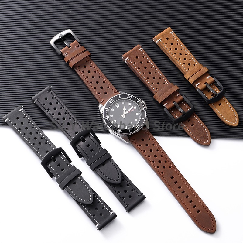 Suede Strap Watch - สำหรับไซโก้สำหรับโอเมก้าสายนาฬิกาหนังวัวแท้แบบสปอร์ต 18/19/20/21/22/24 มม. สายรัดข้อมือแบบระบายอากาศได้สำหรับผู้ชายและผู้หญิง