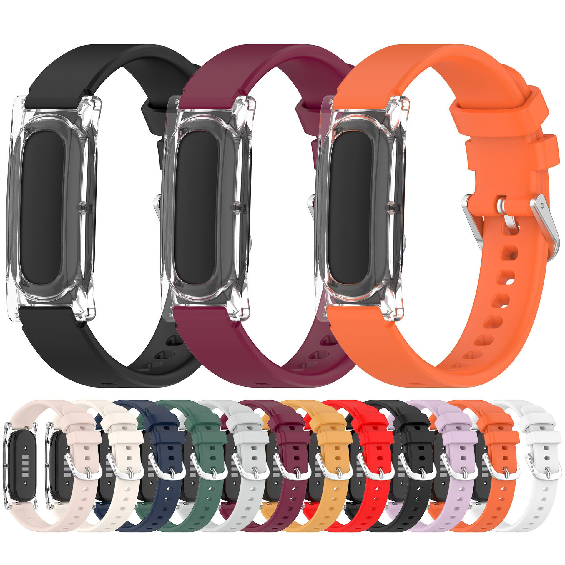 Silicone Band Women - สายซิลิโคนที่เข้ากันได้กับกูเกิล ฟิตบิท แอร์สายรัดข้อมือแบบสปอร์ตแบบปรับได้น้ำหนักเบาสำหรับผู้ชายผู้หญิงฟิตเนส