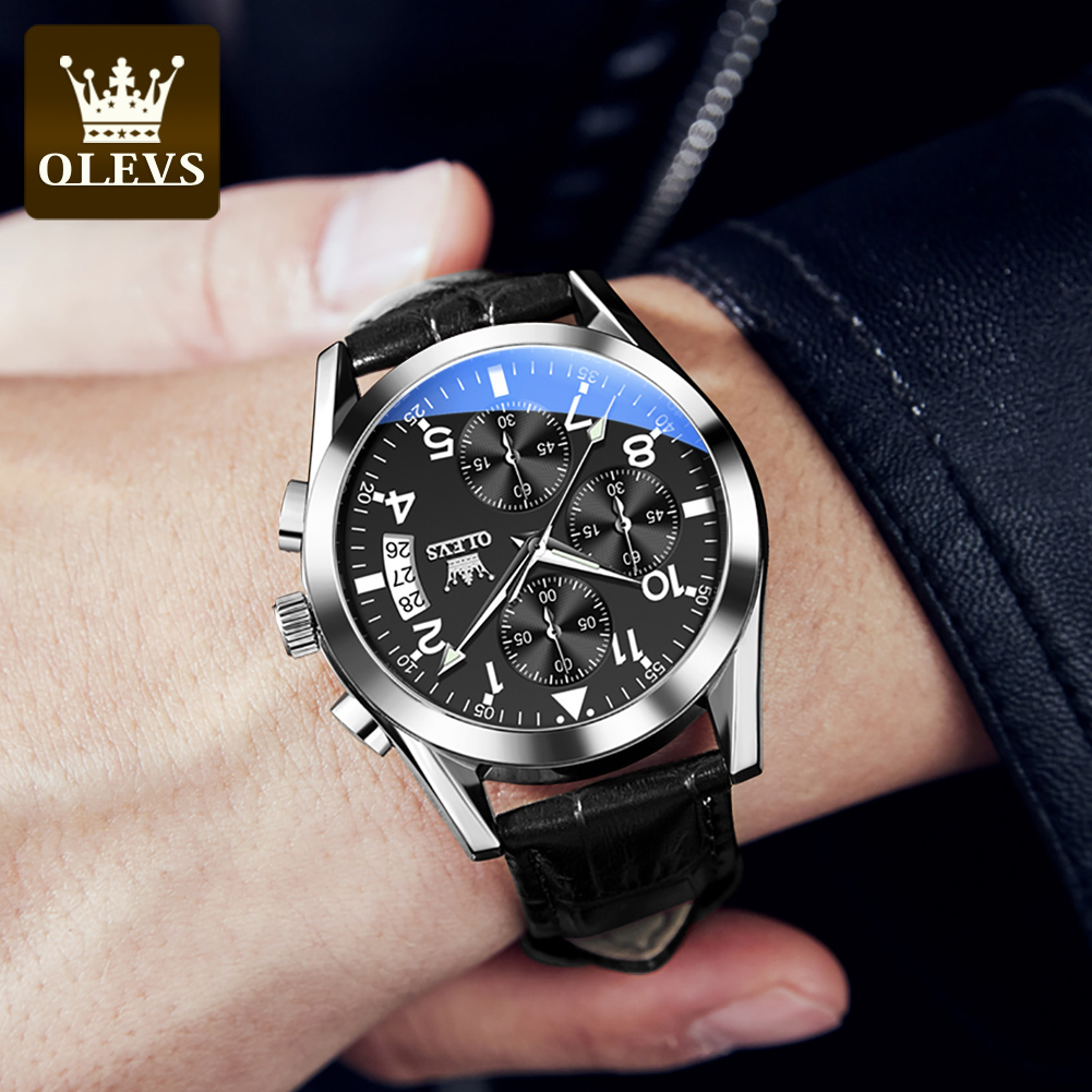 OLEVS นาฬิกาควอตซ์สําหรับผู้ชา - Leather Watch Band Men บทวิจารณ์และราคา