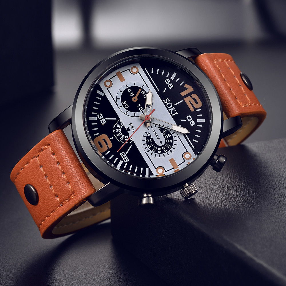 นาฬิกาข้อมือผู้ชายดีไซน์ทันสมั - Leather Watch Band Men บทวิจารณ์และราคา