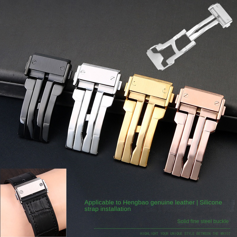 18 22 มม.สแตนเลสสตีลสําหรับ Hu - Leather Watch Band Men บทวิจารณ์และราคา