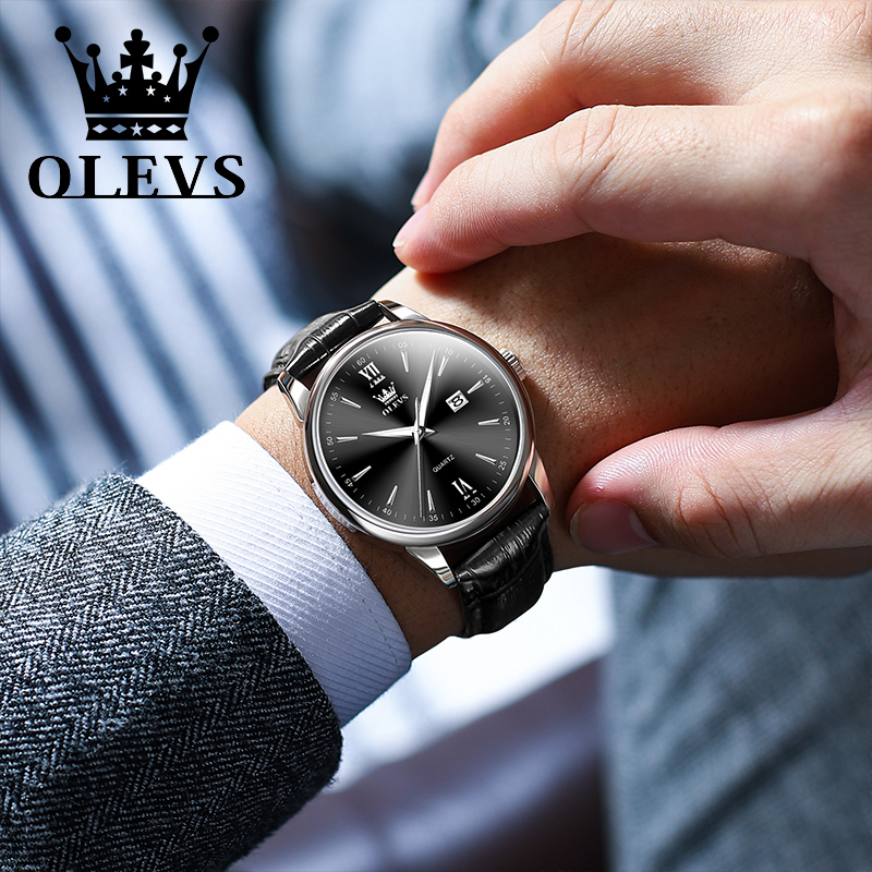 OLEVS นาฬิกาควอตซ์สำหรับผู้ชาย - Leather Watch Band Men บทวิจารณ์และราคา